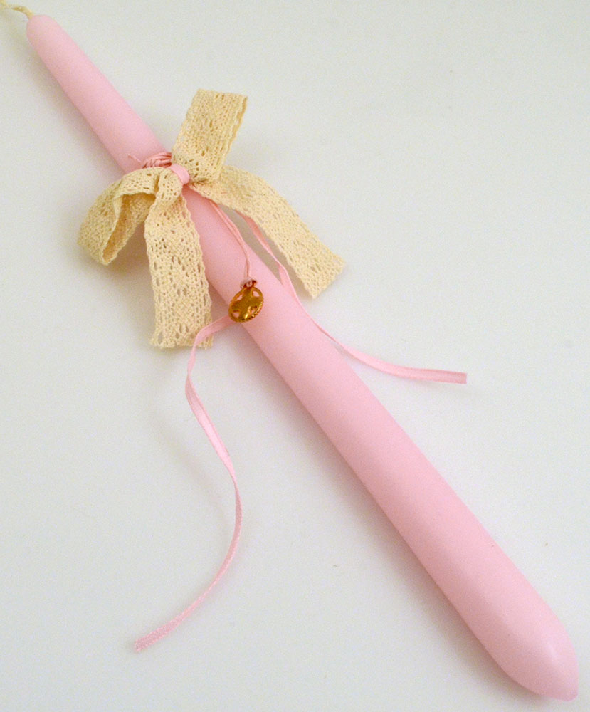 Easter Candle with Metal Gold Plated Cross 40cm